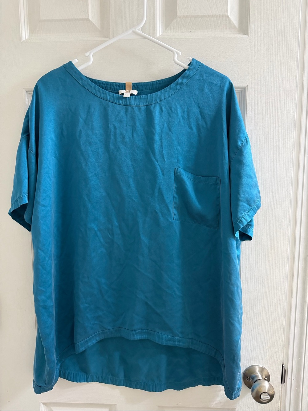 Luna Blue Turquoise Oversized Pocket Tunic Top Size M Sleep Shirt